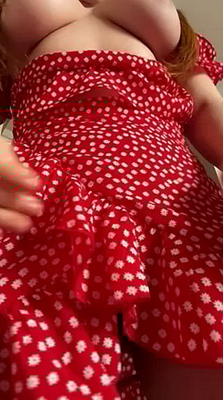 Naughty Redhead Teases in a Sundress with No Panties'