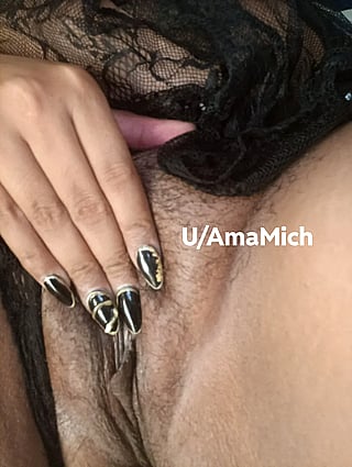 Juicy Hairy Pussy Close-Up - AmaMich's Luscious Bush in Glorious Detail'