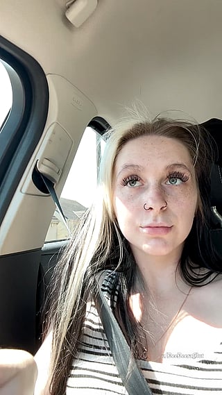 Ooops! Forgot My Panties at Home - Flashing My Hairy Kitty in the Car'